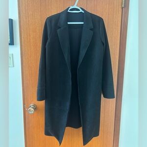 Zara Women's Faux Suede Black Open-Front Coat